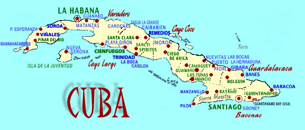 What are some important locations on a map of Cayo Coco, Cuba?